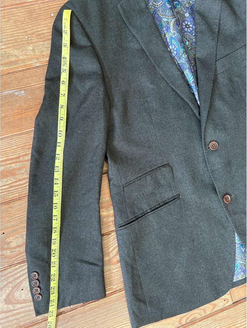 Tallia Men’s Charcoal 3-Piece Suit Blazer Vest Pants Paisley Lining Est. 40R - Picture 5 of 15